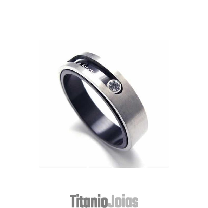 Anel De Corte Com Incrustações De Titânio De 5 Mm E Conjunto De Diamantes Anel De Corte Com Incrustações De Titânio De 5 Mm E Conjunto De Diamantes