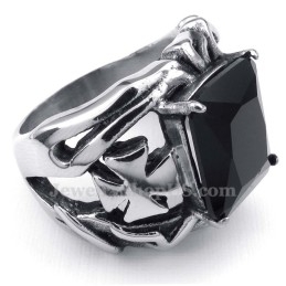 Anel De Titânio Com Pedra Ornamental Preta