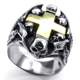 Anel De Titânio Com Cruz De Caveira
