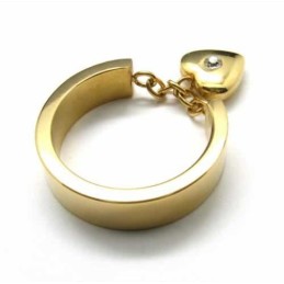 Anel De Titânio Com 5 Mm De Diamantes E Coração Em Ouro 18K