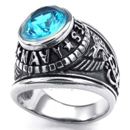 Anel De Titânio Com Zircônia Azul
