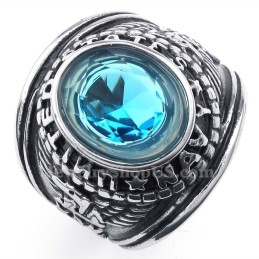 Anel De Titânio Com Zircônia Azul