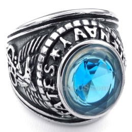 Anel De Titânio Com Zircônia Azul