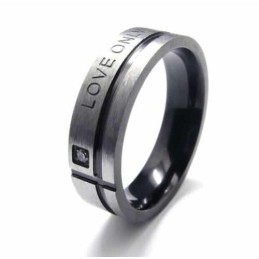 Anel Masculino Love Only You De Titânio Preto De 6 Mm