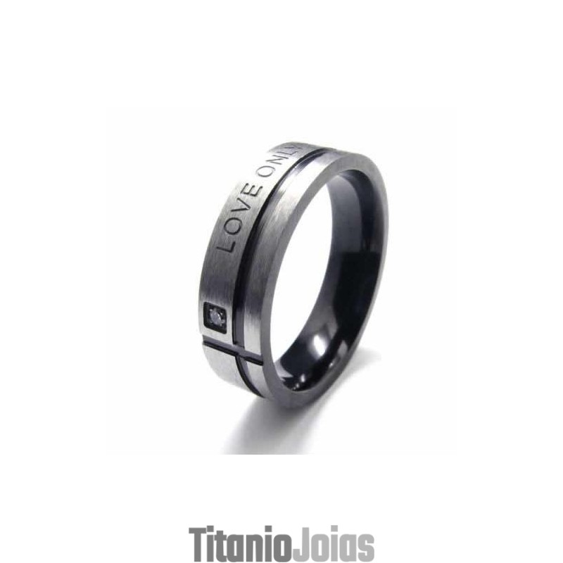 Anel Masculino Love Only You De Titânio Preto De 6 Mm Anel Masculino Love Only You De Titânio Preto De 6 Mm