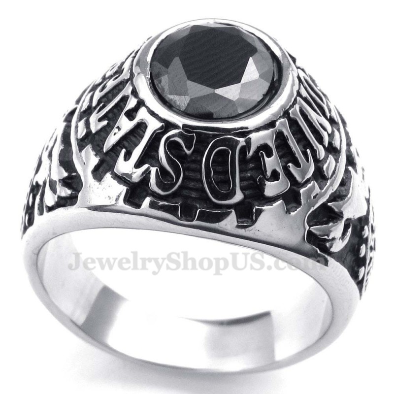 Anel De Titânio Com Zircônia Preta Incrustada Anel De Titânio Com Zircônia Preta Incrustada