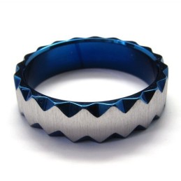 Anel De Titânio Azul Unissex De 6 Mm