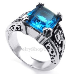 Anel De Titânio Com Zircônia Azul