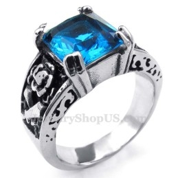 Anel De Titânio Com Zircônia Azul