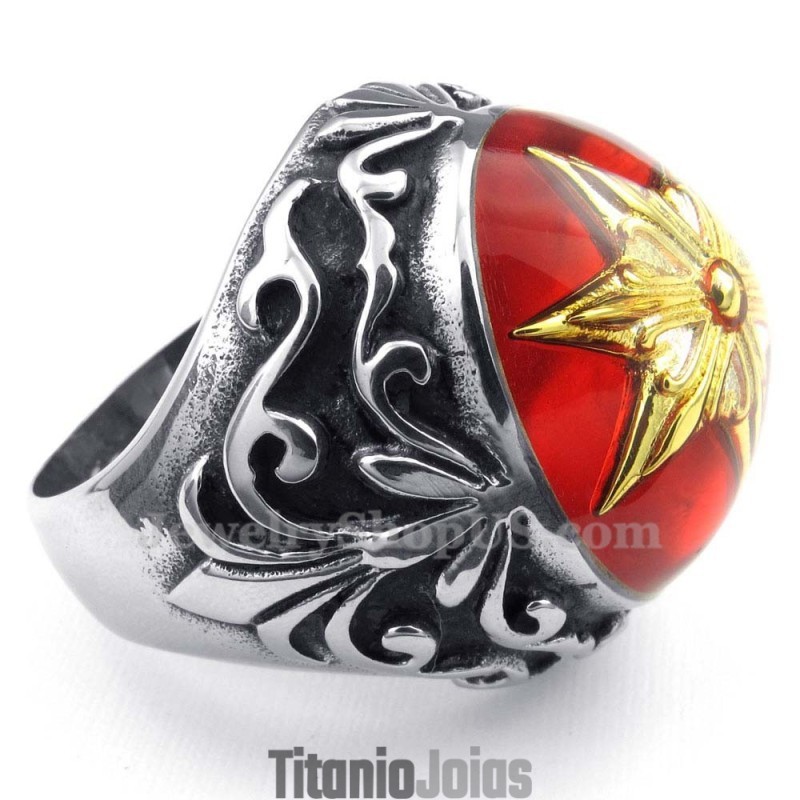 Anel De Titânio Com Estrela De Davi Dourada Anel De Titânio Com Estrela De Davi Dourada