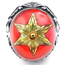 Anel De Titânio Com Estrela De Davi Dourada