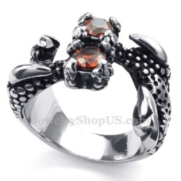 Anel De Pata De Titânio Com Strass Vermelho
