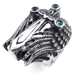 Anel De Asa Cruzada De Titânio Com Zircônia Azul