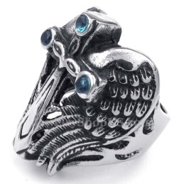 Anel De Asa Cruzada De Titânio Com Zircônia Azul