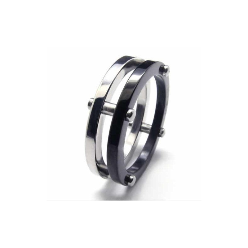 Anel De Titânio Masculino Two Circles 6 Mm