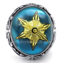 Anel De Titânio Com Estrela De Davi Dourada
