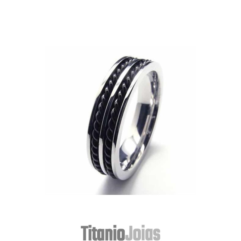 Anel De Titânio De 5 Mm Com Duas Ranhuras E Corrente Anel De Titânio De 5 Mm Com Duas Ranhuras E Corrente