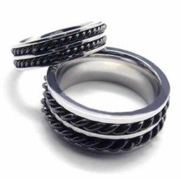 Anel De Titânio De 5 Mm Com Duas Ranhuras E Corrente