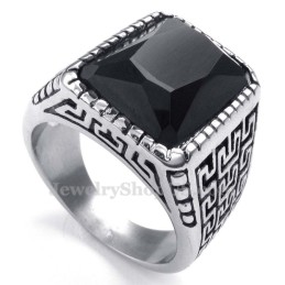 Anel Masculino De Titânio Com Zircônia Preta