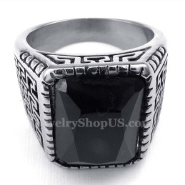 Anel Masculino De Titânio Com Zircônia Preta