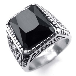 Anel Masculino De Titânio Com Zircônia Preta