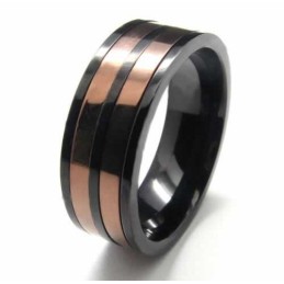 Anel De Corte Com Dois Círculos Incrustados Em Titânio De 8 Mm