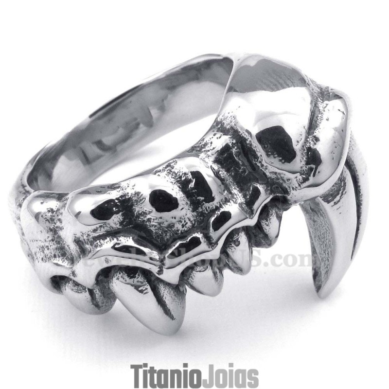 Anel De Dentes De Monstro De Titânio Anel De Dentes De Monstro De Titânio