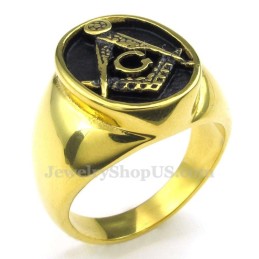 Anel Maçônico De Titânio Dourado