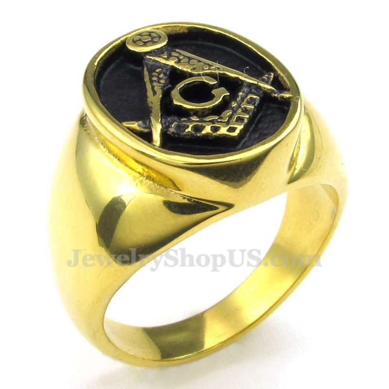 Anel Maçônico De Titânio Dourado Anel Maçônico De Titânio Dourado