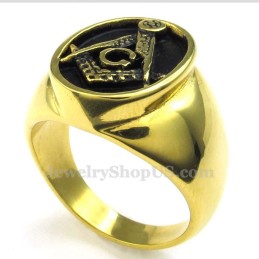 Anel Maçônico De Titânio Dourado