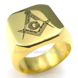 Anel Maçônico De Titânio Dourado