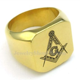 Anel Maçônico De Titânio Dourado