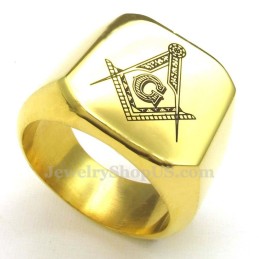 Anel Maçônico De Titânio Dourado
