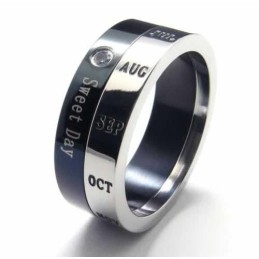 Anel De Corte Sweet Day Com Diamantes De 8 Mm E Incrustações De Titânio