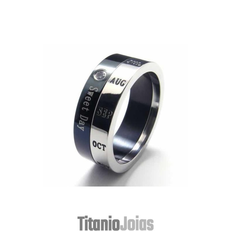 Anel De Corte Sweet Day Com Diamantes De 8 Mm E Incrustações De Titânio