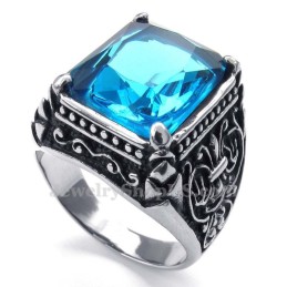 Anel De Titânio Com Zircônia Azul