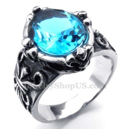 Anel De Titânio Com Zircônia Azul