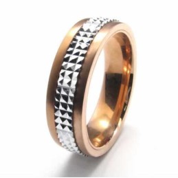 Anel De Corte Com Incrustações De Titânio E Ouro De 6 Mm