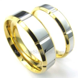 Anel De Titânio Prateado E Dourado Da Moda (Masculino)