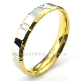 Anel De Titânio Prateado E Dourado Da Moda (Feminino)