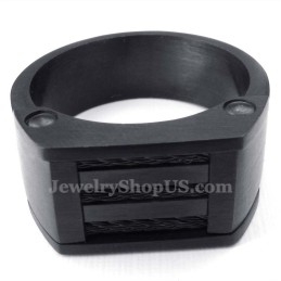 Anel De Titânio Com Fio Preto
