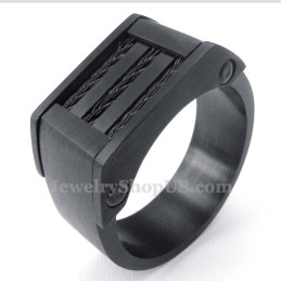 Anel De Titânio Com Fio Preto