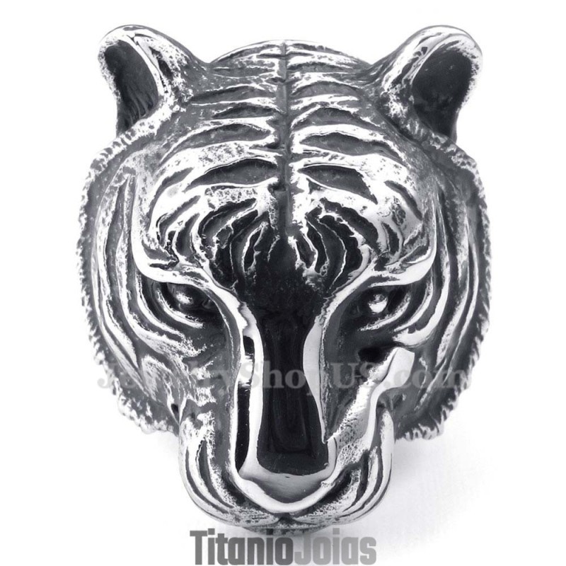 Anel De Cabeça De Tigre De Titânio Anel De Cabeça De Tigre De Titânio