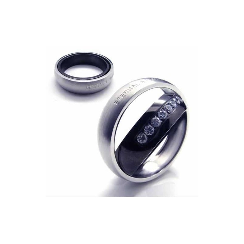 Anel De Corte Com Diamantes Eternal & Forever De 6 Mm E Incrustação De Titânio Anel De Corte Com Diamantes Eternal & Forever De 6 Mm E Incrustação De Titânio