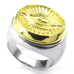 Anel De Titânio Deus Sol Dourado