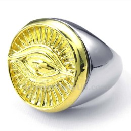 Anel De Titânio Deus Sol Dourado