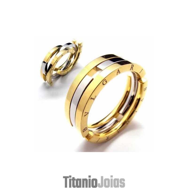 Anel Quebra-Cabeça De Titânio E Ouro De 8 Mm Anel Quebra-Cabeça De Titânio E Ouro De 8 Mm