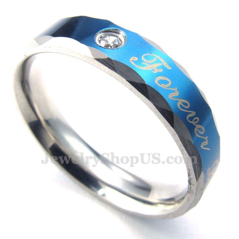 Anel De Casal De Titânio Azul Forever Love (Masculino) Anel De Casal De Titânio Azul Forever Love (Masculino)