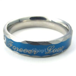 Anel De Casal De Titânio Azul Forever Love (Masculino)
