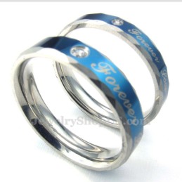 Anel De Casal De Titânio Azul Forever Love (Masculino)